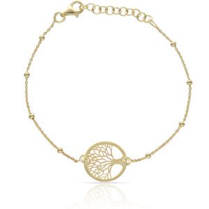 Pulsera plata chapada oro charm arbol de la vida