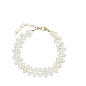 Pulsera trenzada perlas ovaldas plata 925
