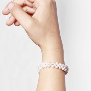 Pulsera trenzada perlas ovaldas plata 925 flot Pulsera trenzada perlas ovaldas plata 925 flot