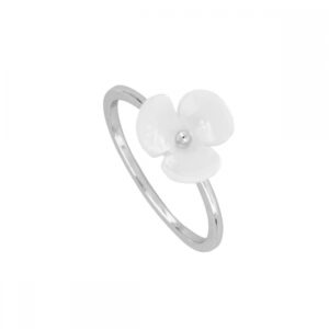 Anillo flor Nacar blanca 10mm plata 925 rodiada
