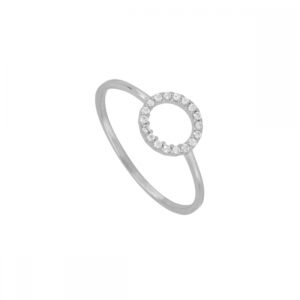 Anillo plata circulo circonitas - Aureola rodiada