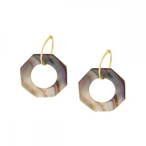 Aro plata octágono reversible nacar 30mm