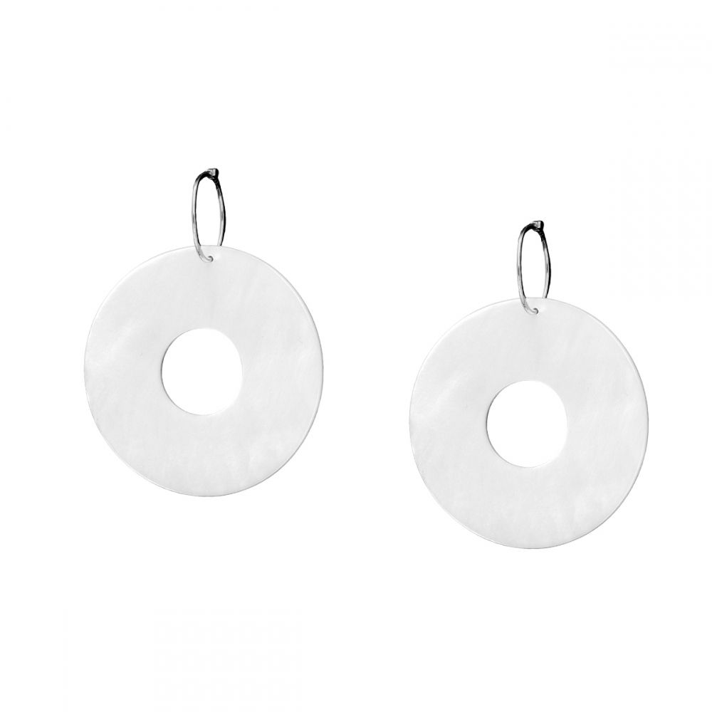 Aros plata redonda Nacar reversible 50mm Aros plata redonda Nacar reversible 50mm rodiada