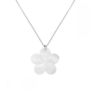 Collar plata con charm flor nacar blanca 23mm rodiada Collar plata con charm flor nacar blanca 23mm rodiada