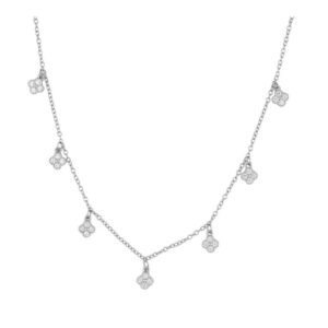 Gargantilla plata 925 mini charm trebol circonitas rodiada Gargantilla plata 925 mini charm trebol circonitas rodiada