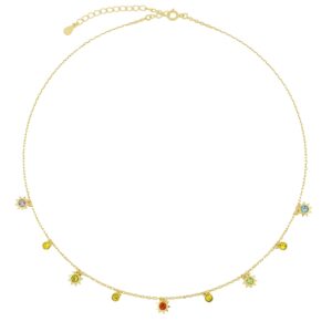 Gargantilla plata mini charms Soles y circonitas