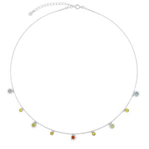 Gargantilla plata mini charms Soles y circonitas rodiada Gargantilla plata mini charms Soles y circonitas rodiada