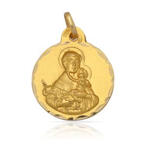 Medalla San antonio plata chapada oro 17mm