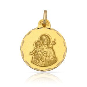 Medalla San jose plata chapada oro 17mm