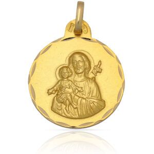 Medalla San jose plata chapada oro 19mm