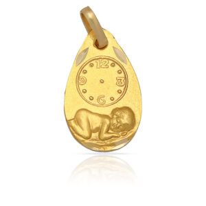 Medalla niño con reloj Plata chapada oro