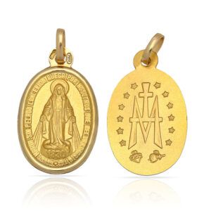 Medalla ovalada Virgen Milagrosa plata chapada oro 15x24mm