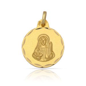 Medalla plata chapada oro Santa Lucia 15mm