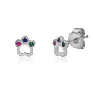 Pendiente plata huella perro colores 6mm