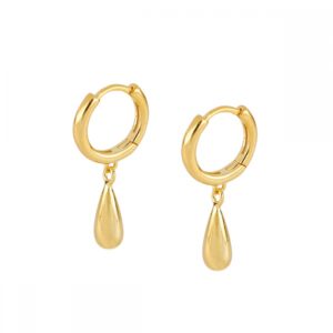Pendientes aro con Gota 2D plata