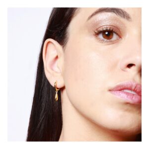 Pendientes aro con Gota 2D plata foto Pendientes aro con Gota 2D plata foto