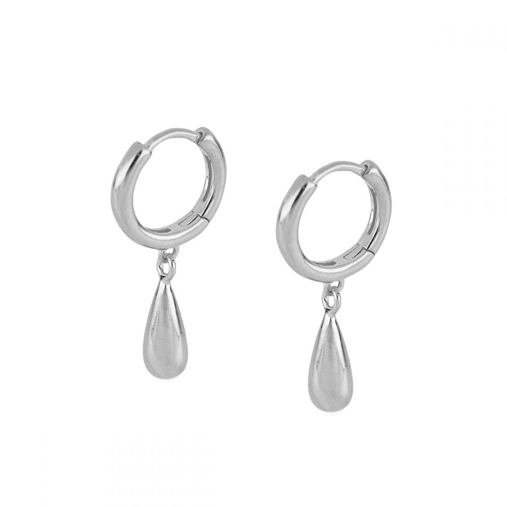 Pendientes aro con Gota 2D plata Pendientes aro con Gota 2D plata rodiadaa