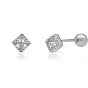 Pendientes cuadrados plata 925 circonita 4mm