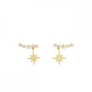 Pendientes estrella y circonitas plata 925 bañada oro Pendientes estrella y circonitas plata 925 bañada oro