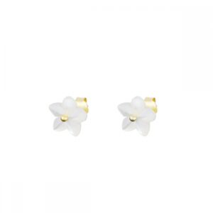 Pendientes flor 5 petalos resina en plata