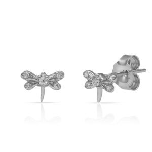 Pendientes libelula plata y circonitas 7x4mm