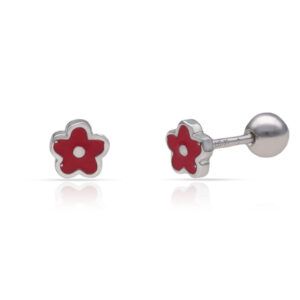 Pendientes plata flor esmaltada 5mm