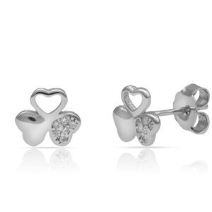 Pendientes plata trebol de corazones 7mm