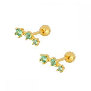 Piercing Nature plata con circonitas verdes 3x8mm