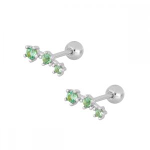 Piercing Nature plata con circonitas verdes 3x8mm rodiada Piercing Nature plata con circonitas verdes 3x8mm rodiada