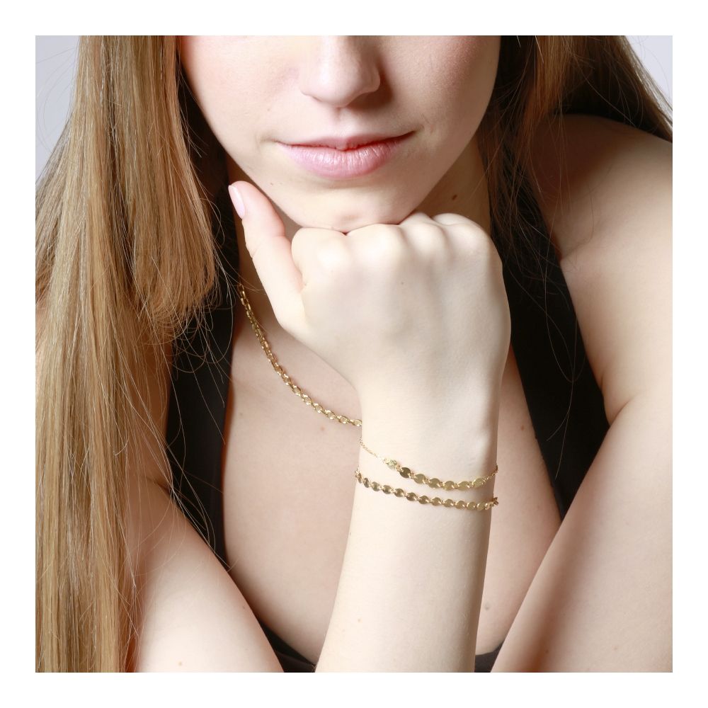 Pulsera plata eslabon y chapita Pulsera plata eslabon y chapita foto