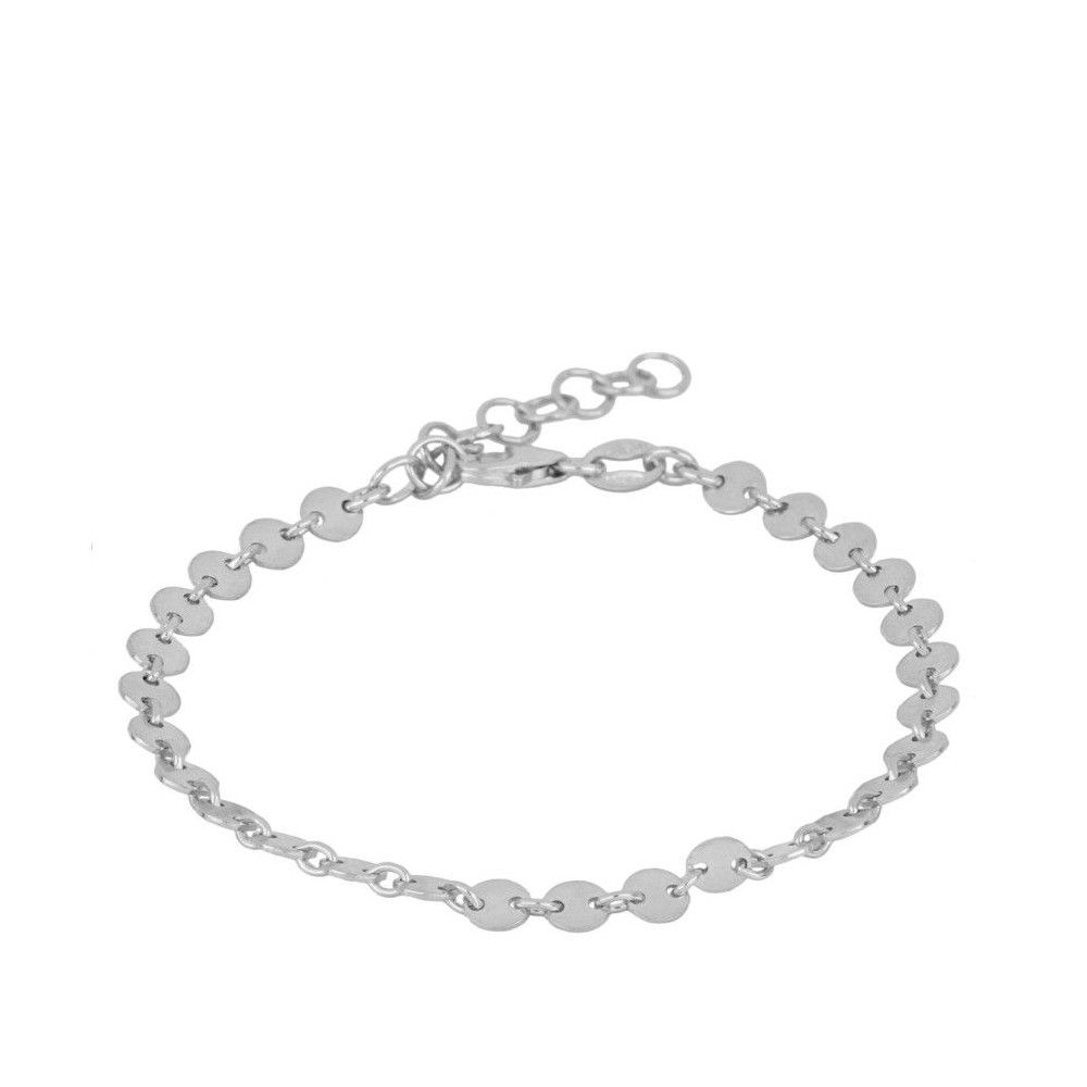 Pulsera plata eslabon y chapita Pulsera plata eslabon y chapita rodiada