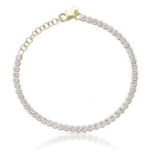 Pulsera riviere plata chapada oro circonitas 2mm