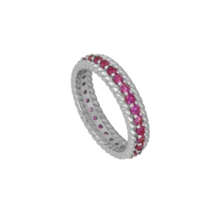 Anillo Aurini plata circonitas rubis 5mm rodiada
