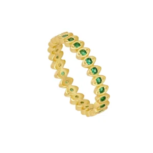 Anillo plata ley circonitas verdes 4mm - Elise