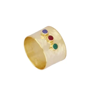 Anillo tubo plata 925 piedras jade - Arlet