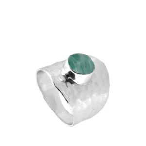 Anillo tubular plata piedra amazonita 8mm rodiada Anillo tubular plata piedra amazonita 8mm rodiada
