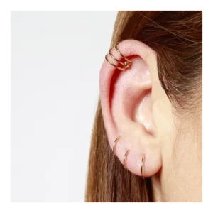 Ear cuff plata 925 lineas lisas y bolita movible