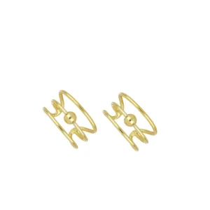 Ear cuff plata 925 lineas lisas y bolita movible bañada oro Ear cuff plata 925 lineas lisas y bolita movible bañada oro