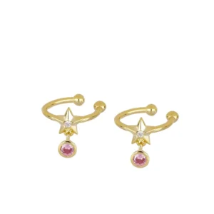 Ear cuff plata aro charm estrella y circonta