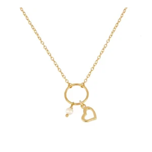 Garganitlla plata 925 aro con corazón y perla