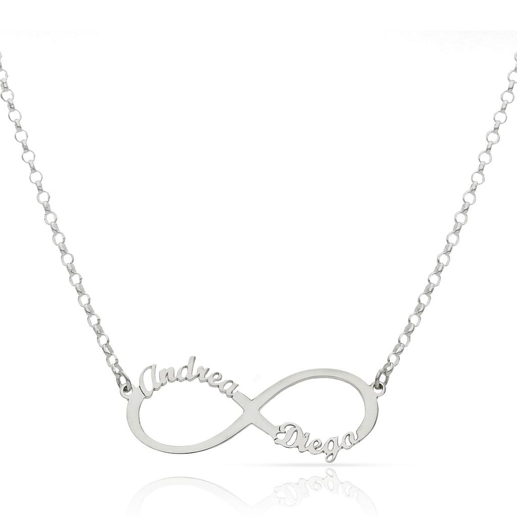 Joyas de plata personalizadas: crea un regalo único Gargantilla plata 2 nombres infinito