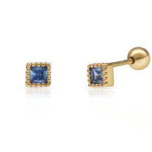 Pendientes cuadrados aguamarina plata chapada oro