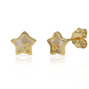 Pendientes doble estrella nacar plata bañada oro 7mm
