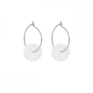 Pendientes plata 925 Flor nácar blanco 10mm