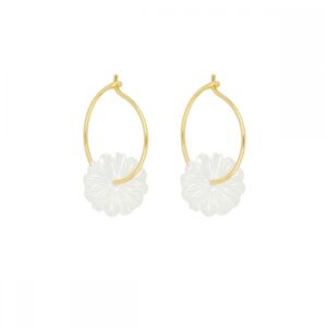 Pendientes plata 925 Flor nácar blanco 10mm bañada oro Pendientes plata 925 Flor nácar blanco 10mm bañada oro