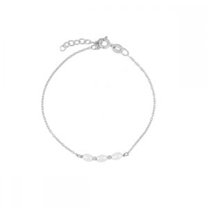 Pulsera basica plata con 3 perlas