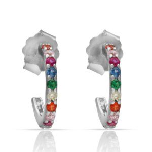 Aros plata 925 circonitas Arcoiris plata