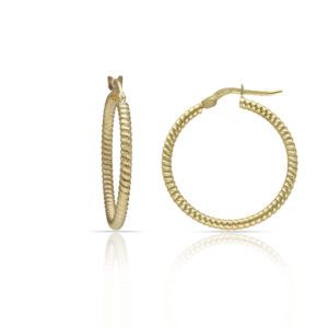 Aros rayados plata chapada oro 20mm