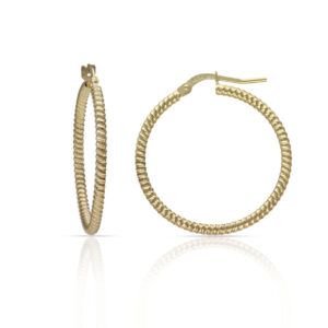 Aros rayados plata chapada oro 27mm Aros rayados plata chapada oro 27mm