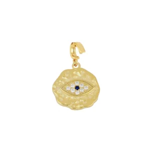 Charm ojo plata con porta charm 15mm bañada oro